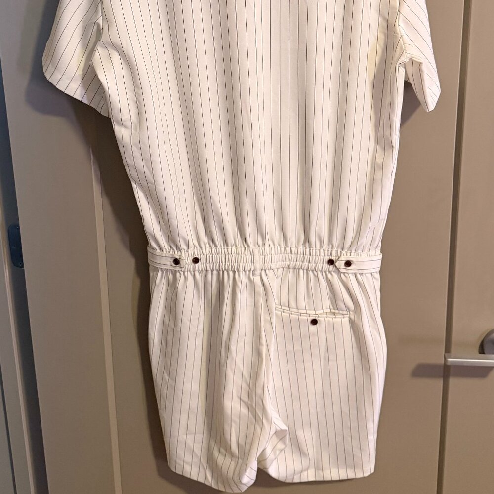 Romperjack Men's White Pinstripe Romper (L)